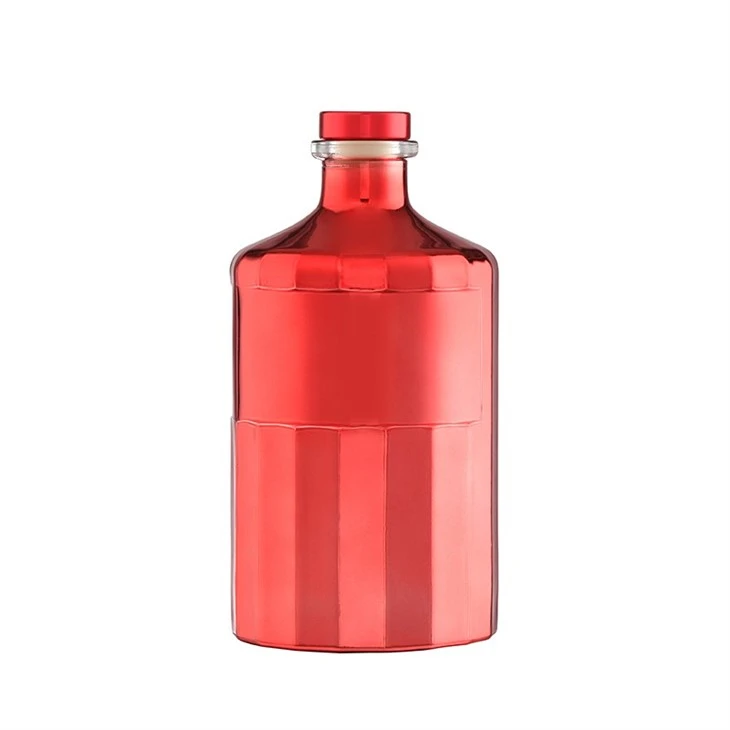 Electroplating Red Round 700ml Glass Bottle